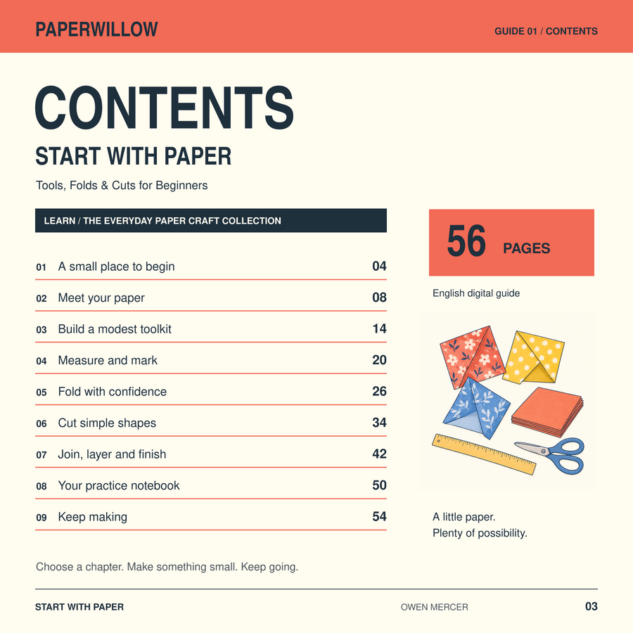Contents of Start with Paper, with nine chapter start pages.